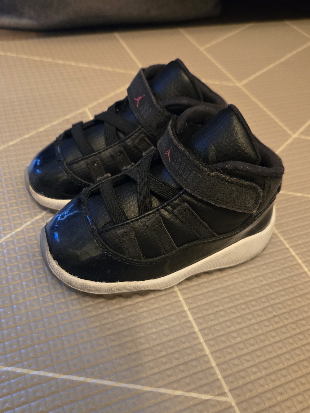 Jordan Kids Black High-Top Sneakers with White Sole